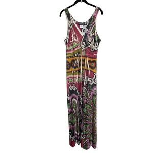 The Pyramid Collection Jersey Maxi Dress Sleeveless Size M Giant Paisley Print
